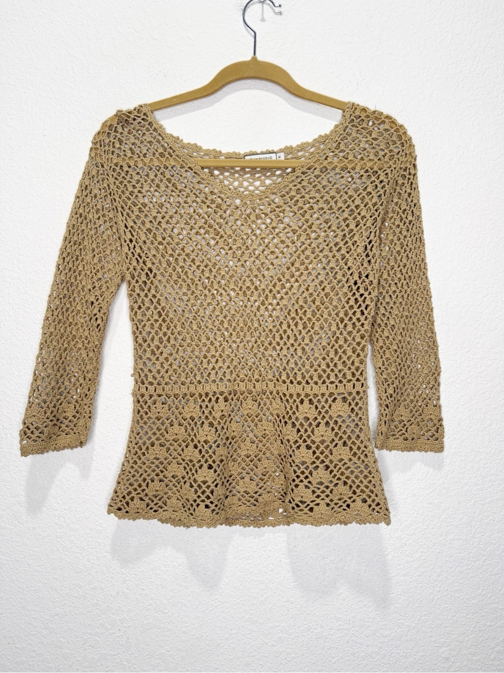 Crochet Delicate Floral Boho Peplum Layering Forrest Fairy Top